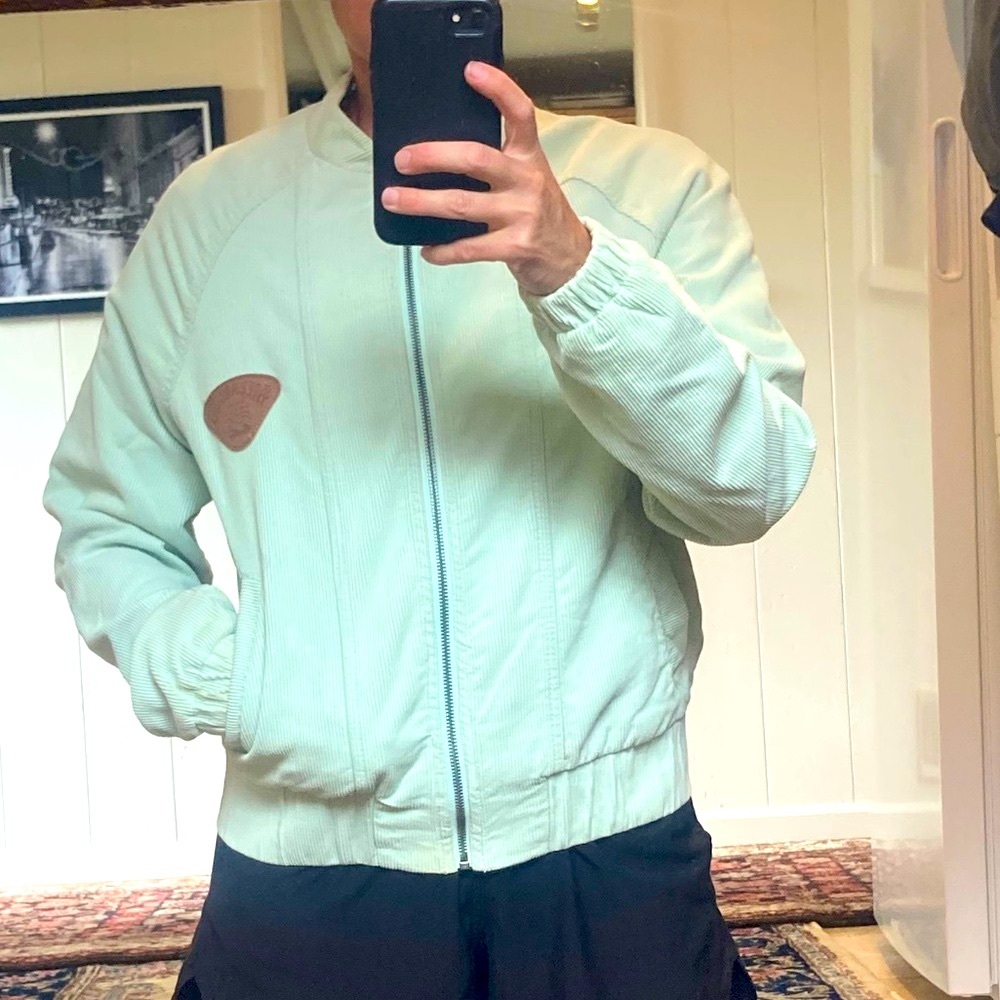 Mint Green Bomber Jacket With Patch - image 1